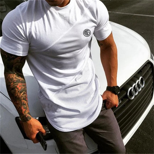 "Men's Muscle Bodybuilding Fitness T-Shirt - Cotton Singlet, Plus Size, Short Sleeve"